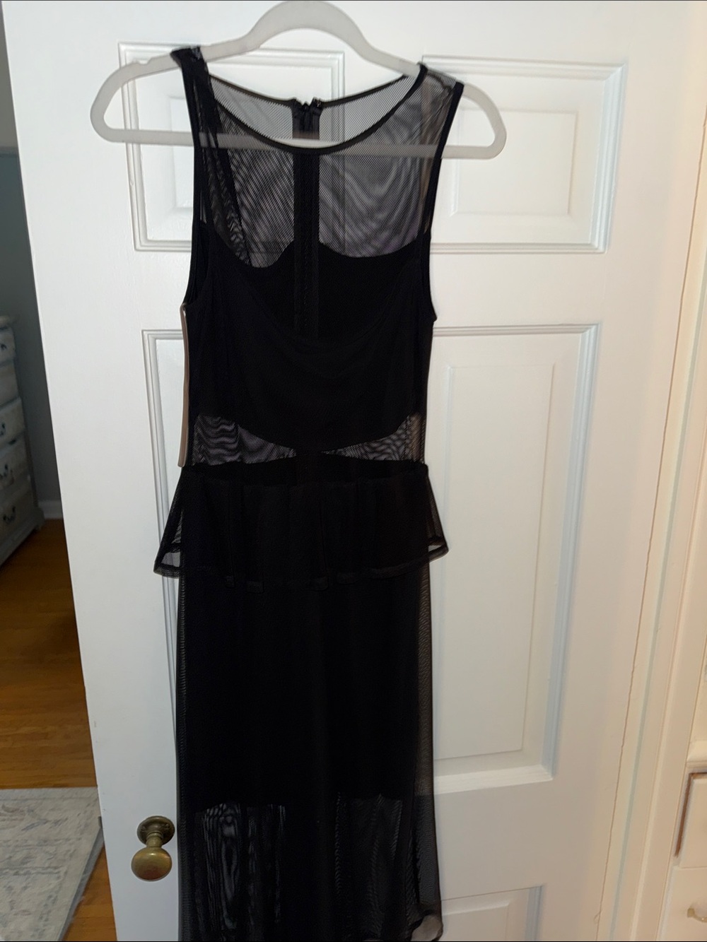 Sandro Black Mesh Peplum Slip Dress